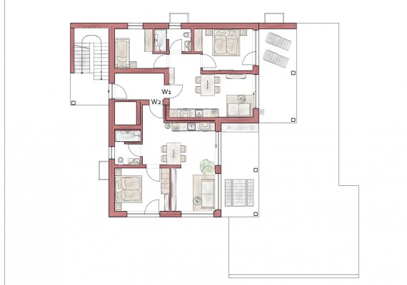 Grundriss Wohnung 1+2 Erdgeschoss