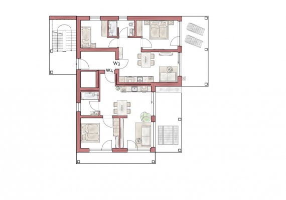 Grundriss Wohnungen 3+4 Obergeschoss